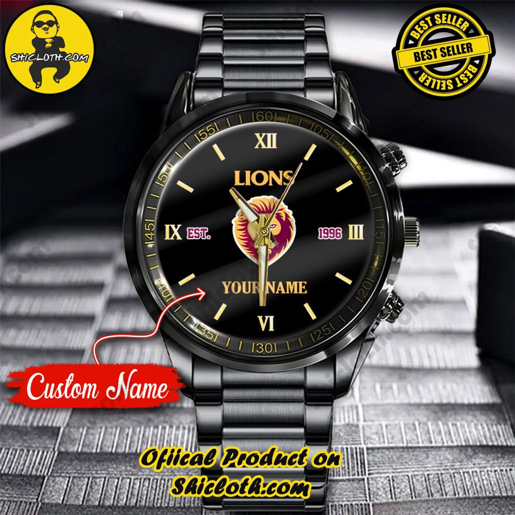 AFL Brisbane Lions Custom Name Stainless Steel Watch