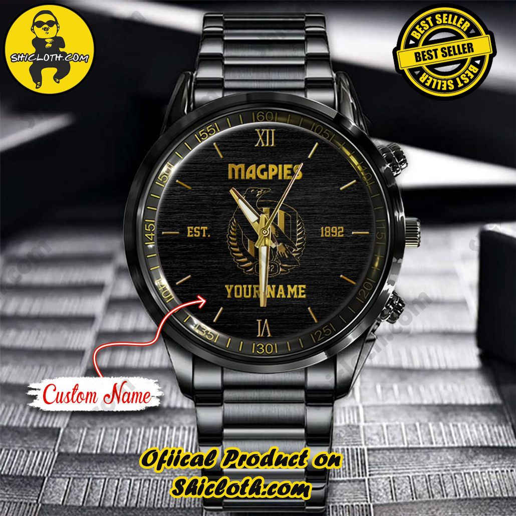 AFL Collingwood Magpies Custom Name Stainless Steel Watch New Style