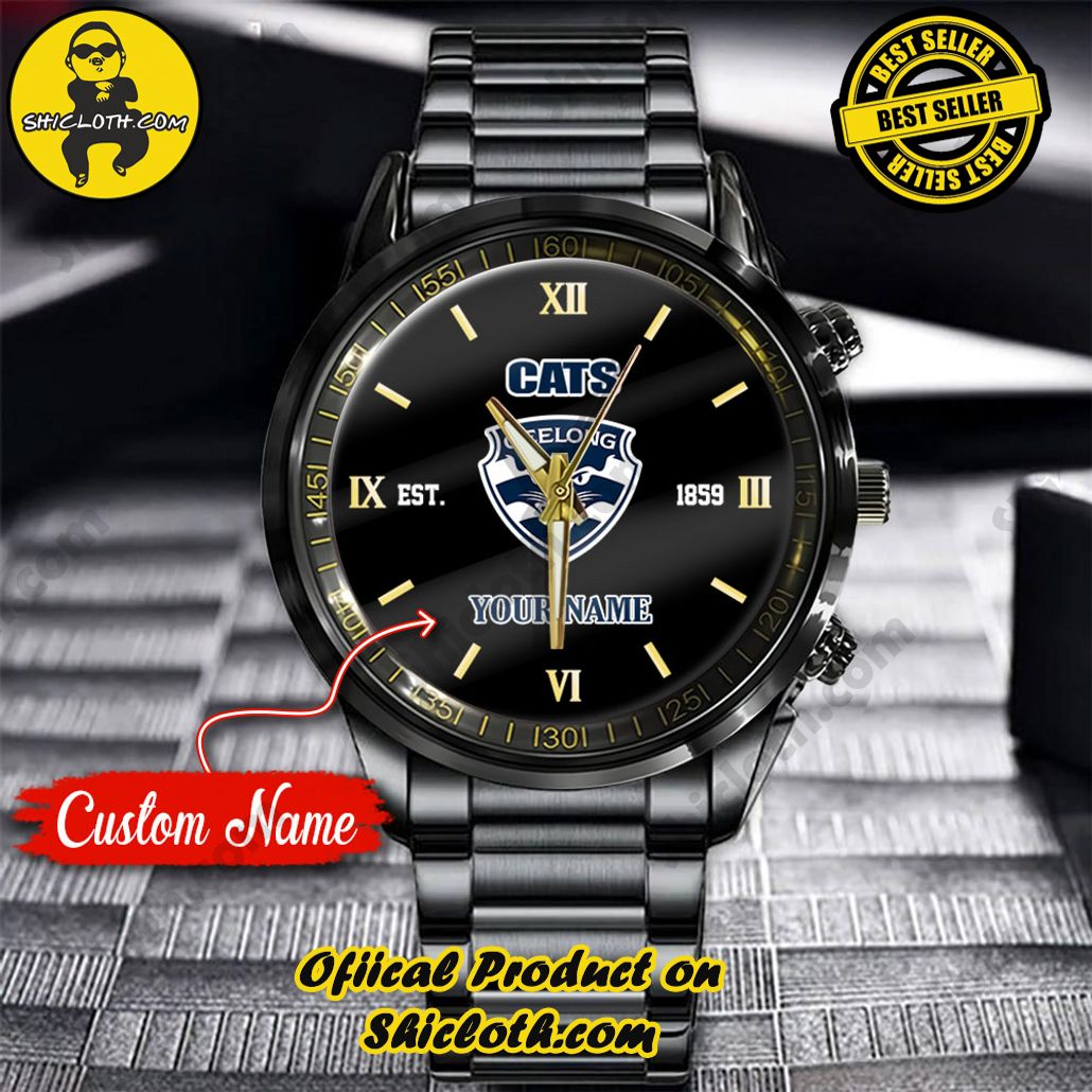 AFL Geelong Cats Custom Name Stainless Steel Watch