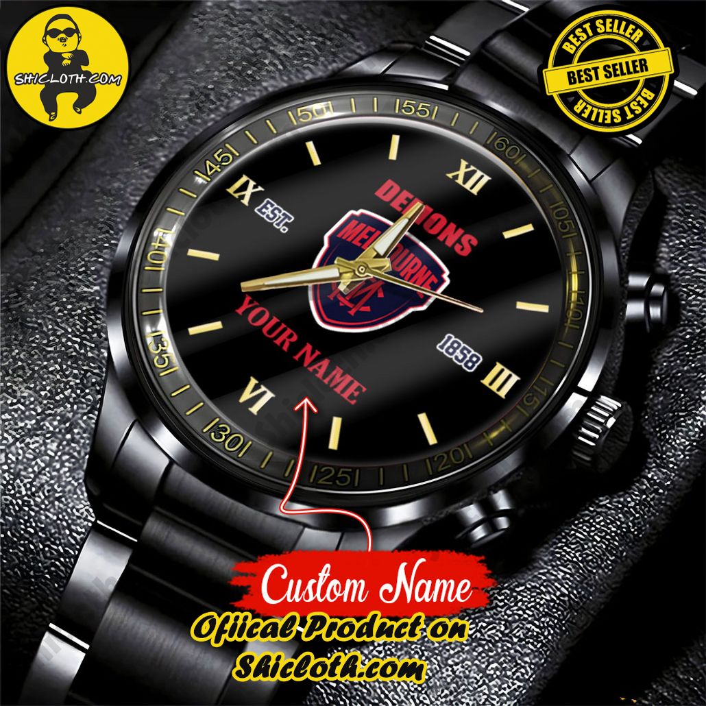 AFL Melbourne Demons Custom Name Stainless Steel Watch 3 AFL Melbourne Demons Custom Name Stainless Steel Watch - Image 3