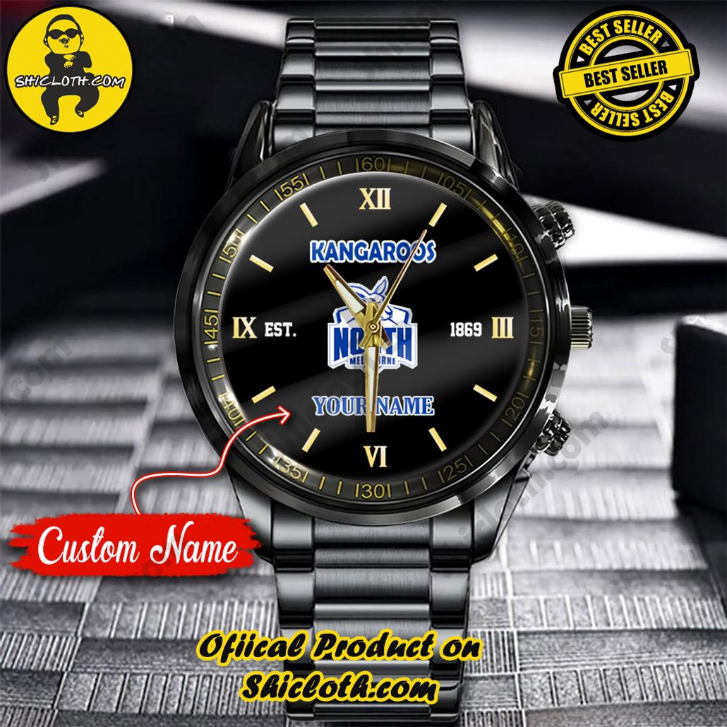 AFL North Melbourne Kangaroos Custom Name Stainless Steel Watch