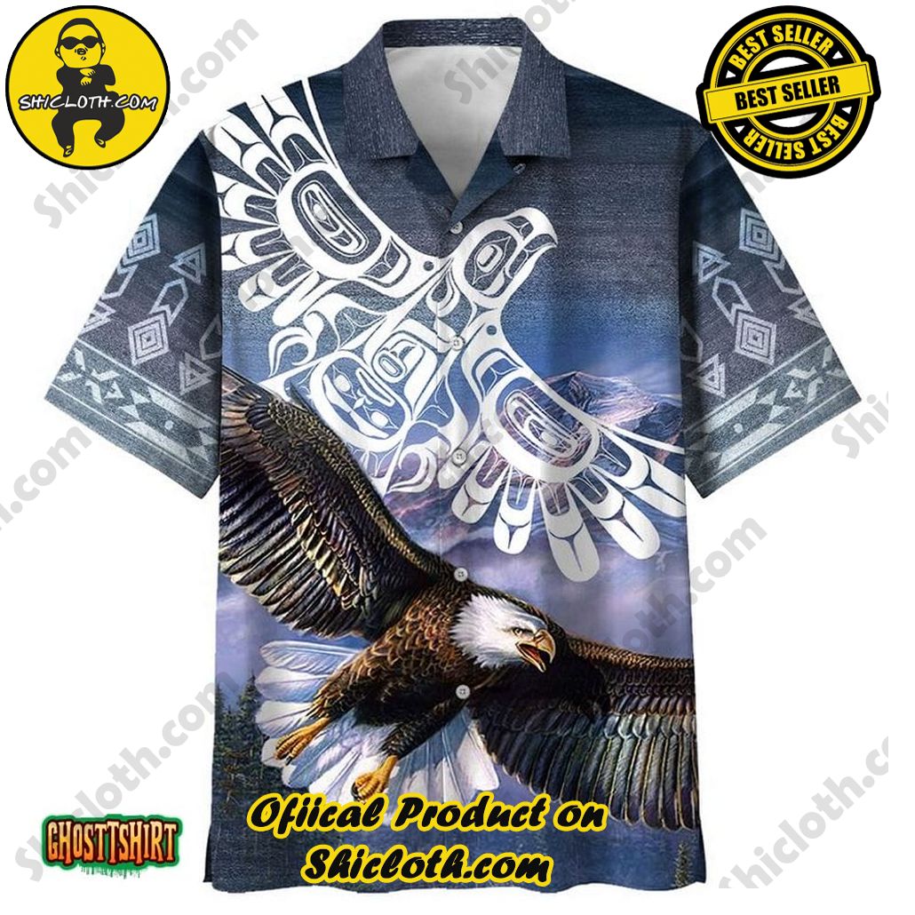 American Eagle Blue Aloha Hawaiian Shirt