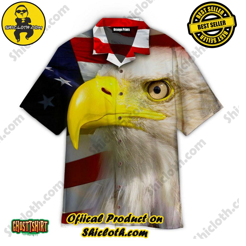 American Eagle Majestic Bald Eagle Aloha Hawaiian Shirt