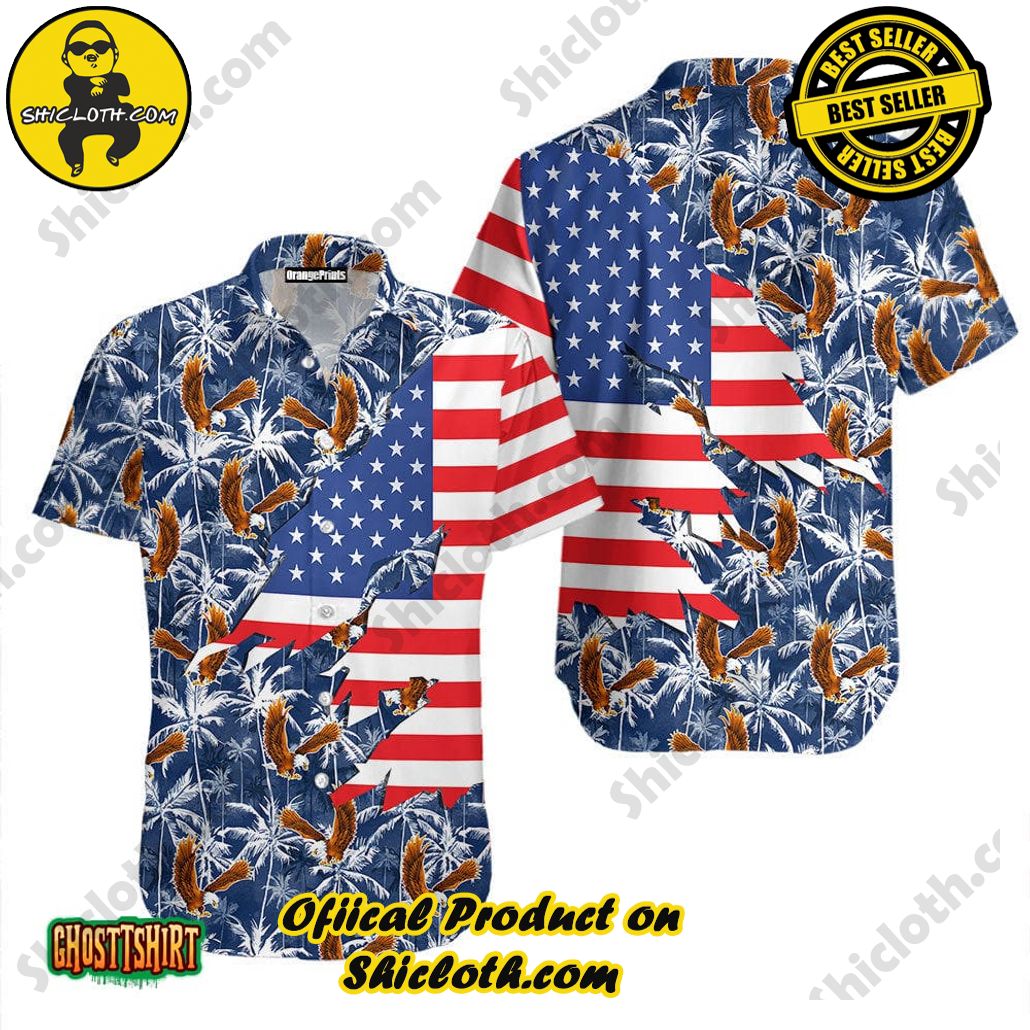 American Eagle Palm Tree Aloha Hawaiian Shirt
