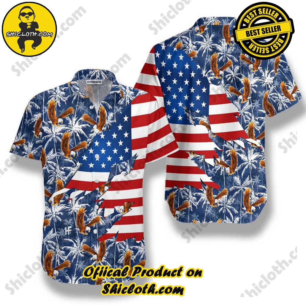 American Eagle Palm Tree Hawaiian Shirt