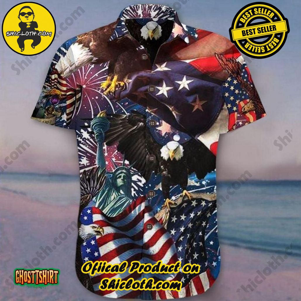 American Eagle Patriotic Aloha Hawaiian Shirt