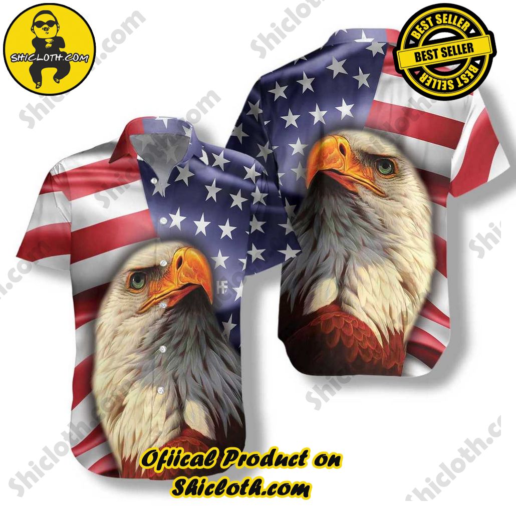 American Eagle USA Flag Hawaiian Shirt