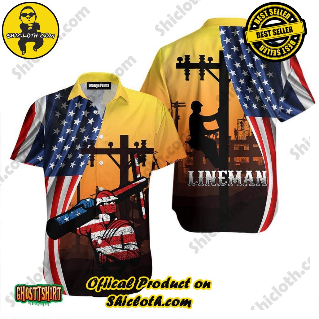 American Electrician Lineman Aloha Hawaiian Shirt