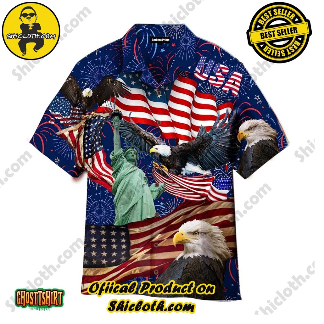 American Flag And Eagle Happy Independence Day God Bless America Eagle Hawaii Shirt
