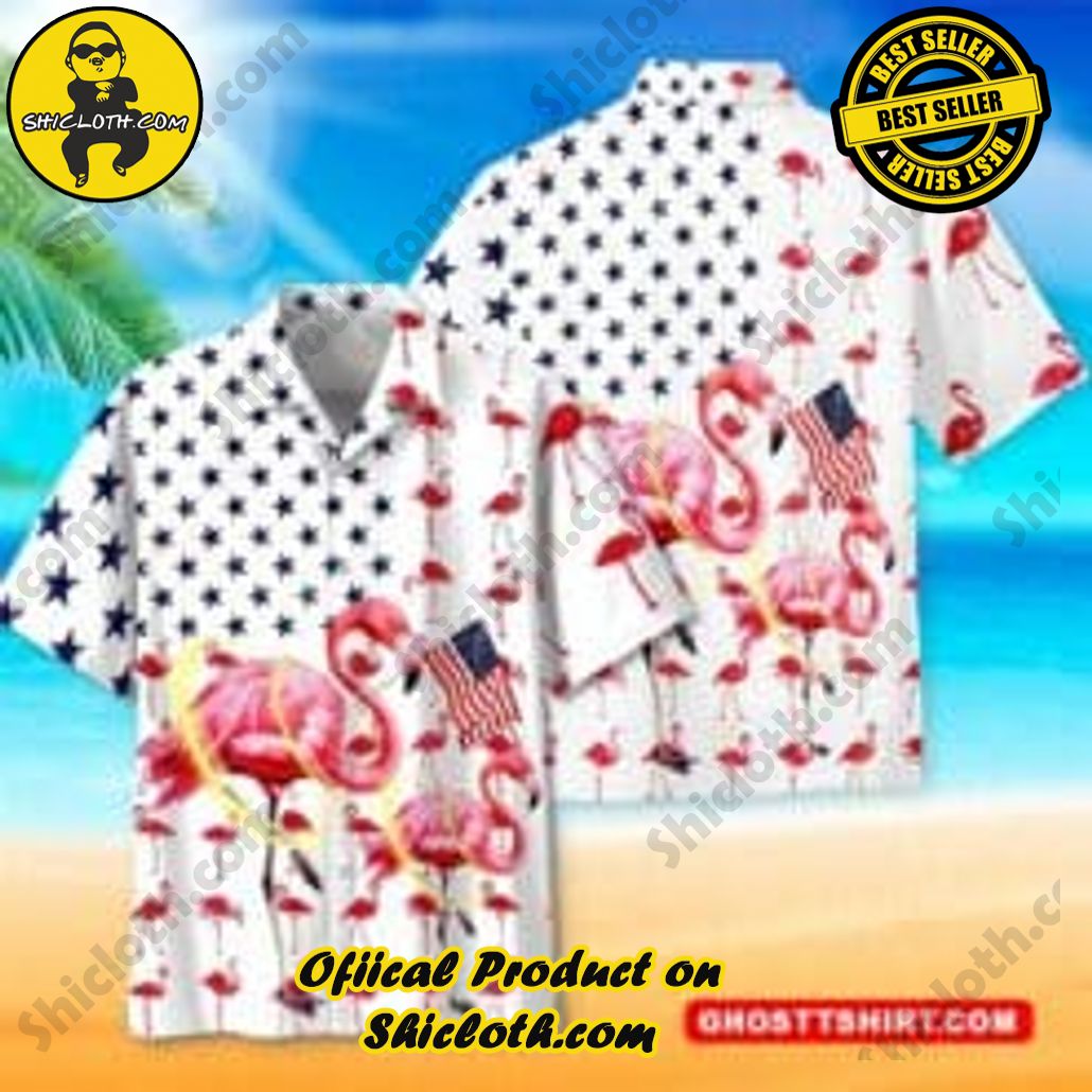 American Flag Hawaiian Shirt Beautiful Flamingo Happy 4th Of July Cool Hawaiian Shirts