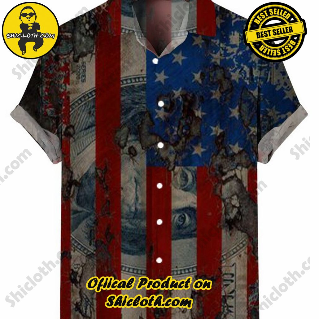 American Flag Short Sleeve Button Down Shirt