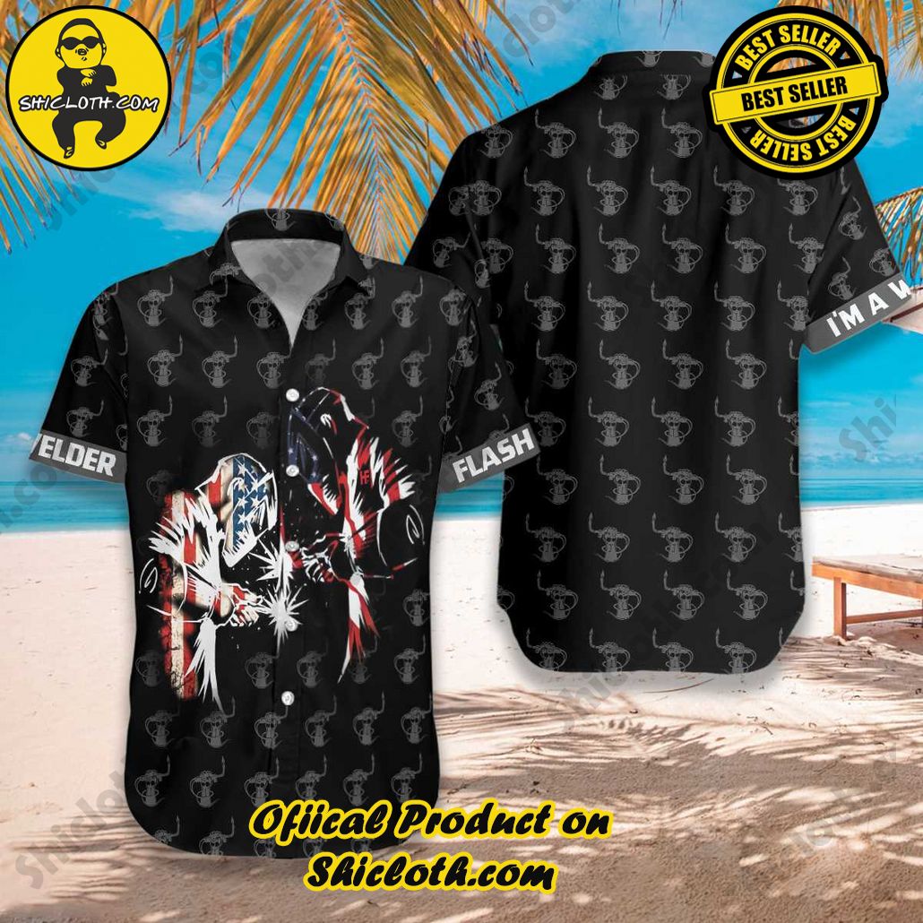 American Flag Welder Hawaiian Shirt