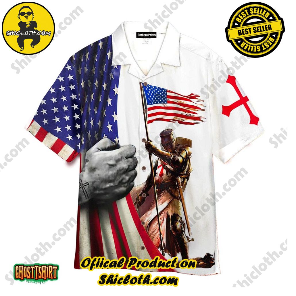 American Flag White Aloha Hawaiian Shirt