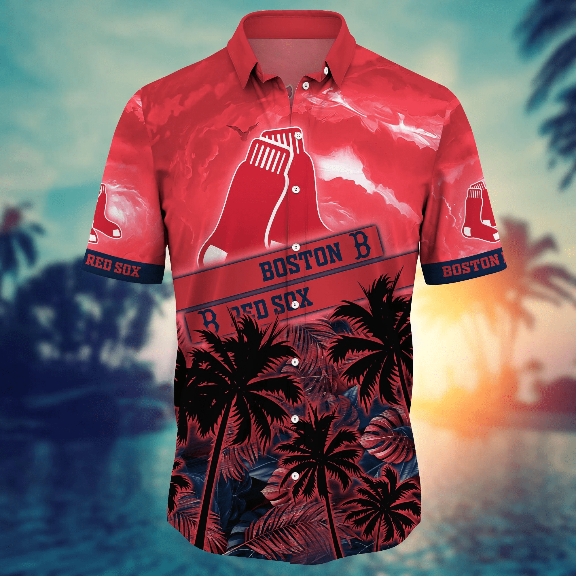 Boston Red Sox MLB Hawaiian Shirt Sunlight Aloha Shirt Boston Red Sox MLB Hawaiian Shirt Sunlight Aloha Shirt