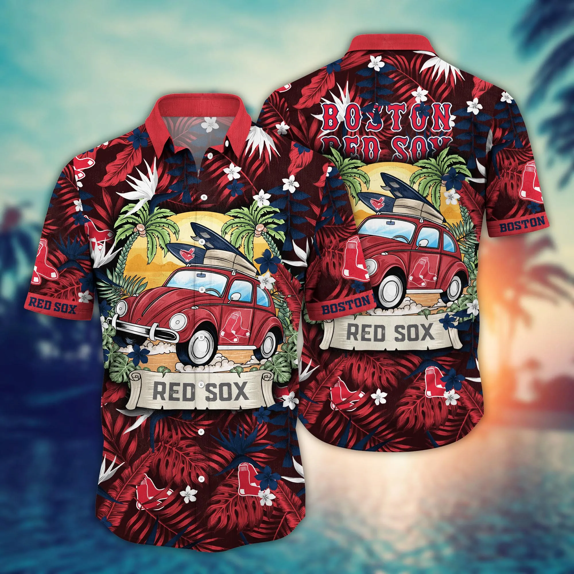 Boston Red Sox MLB Hawaiian Shirt Warm Nightstime Aloha Shirt