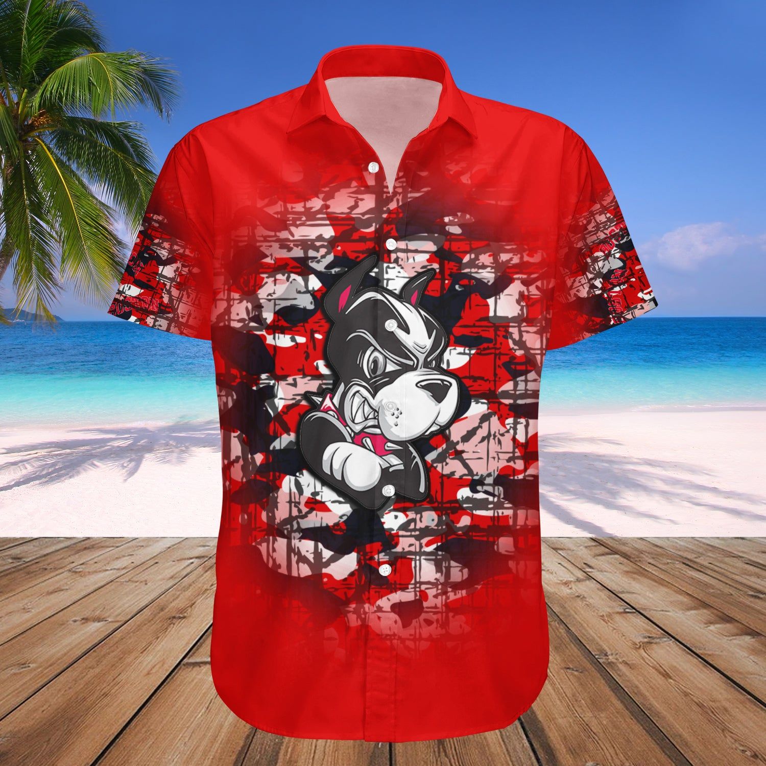 Boston University Terriers Hawaii Shirt Camouflage Vintage NCAA
