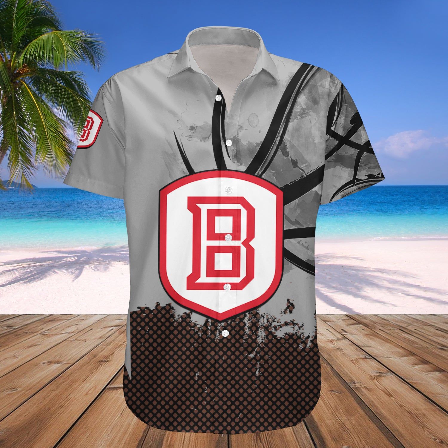 Bradley Braves Hawaii Shirt Basketball Net Grunge Pattern NCAA