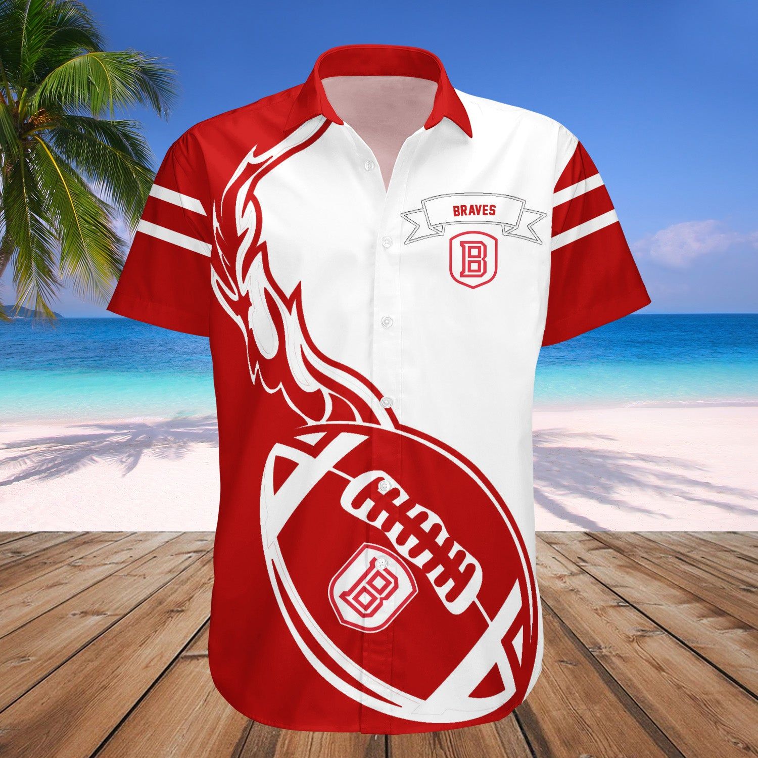 Bradley Braves Hawaii Shirt Flame Ball NCAA
