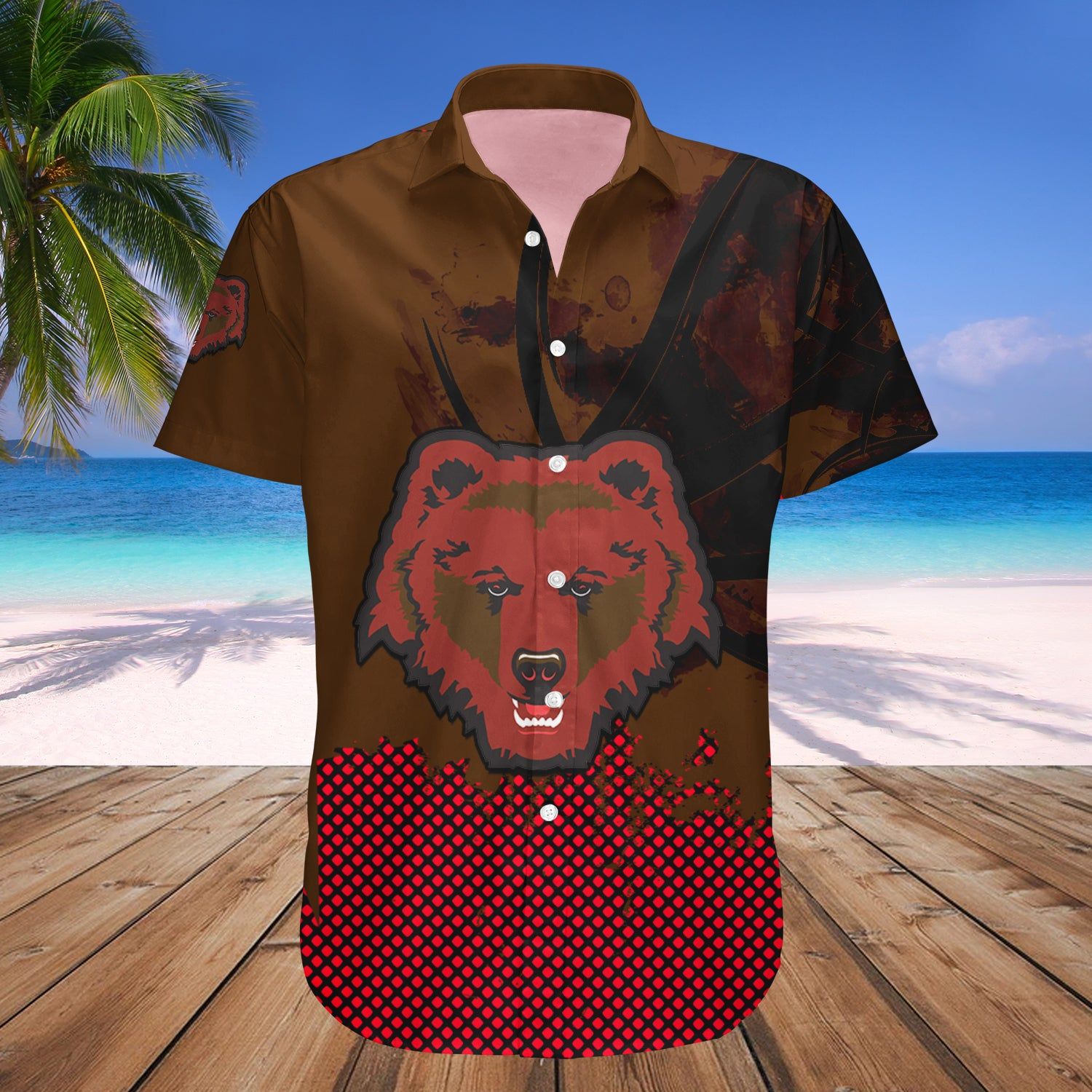 Brown Bears Hawaii Shirt Basketball Net Grunge Pattern NCAA