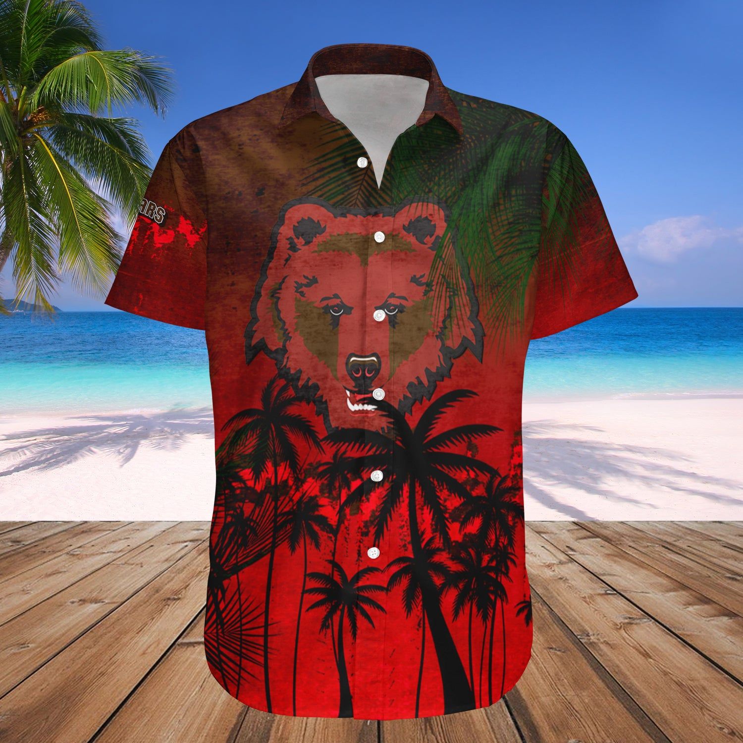 Brown Bears Hawaii Shirt Coconut Tree Tropical Grunge NCAA