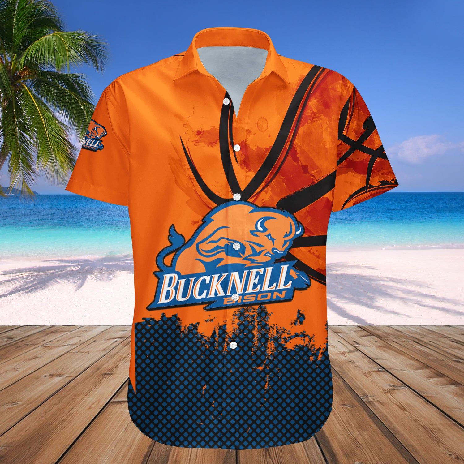Bucknell Bison Hawaii Shirt Basketball Net Grunge Pattern NCAA