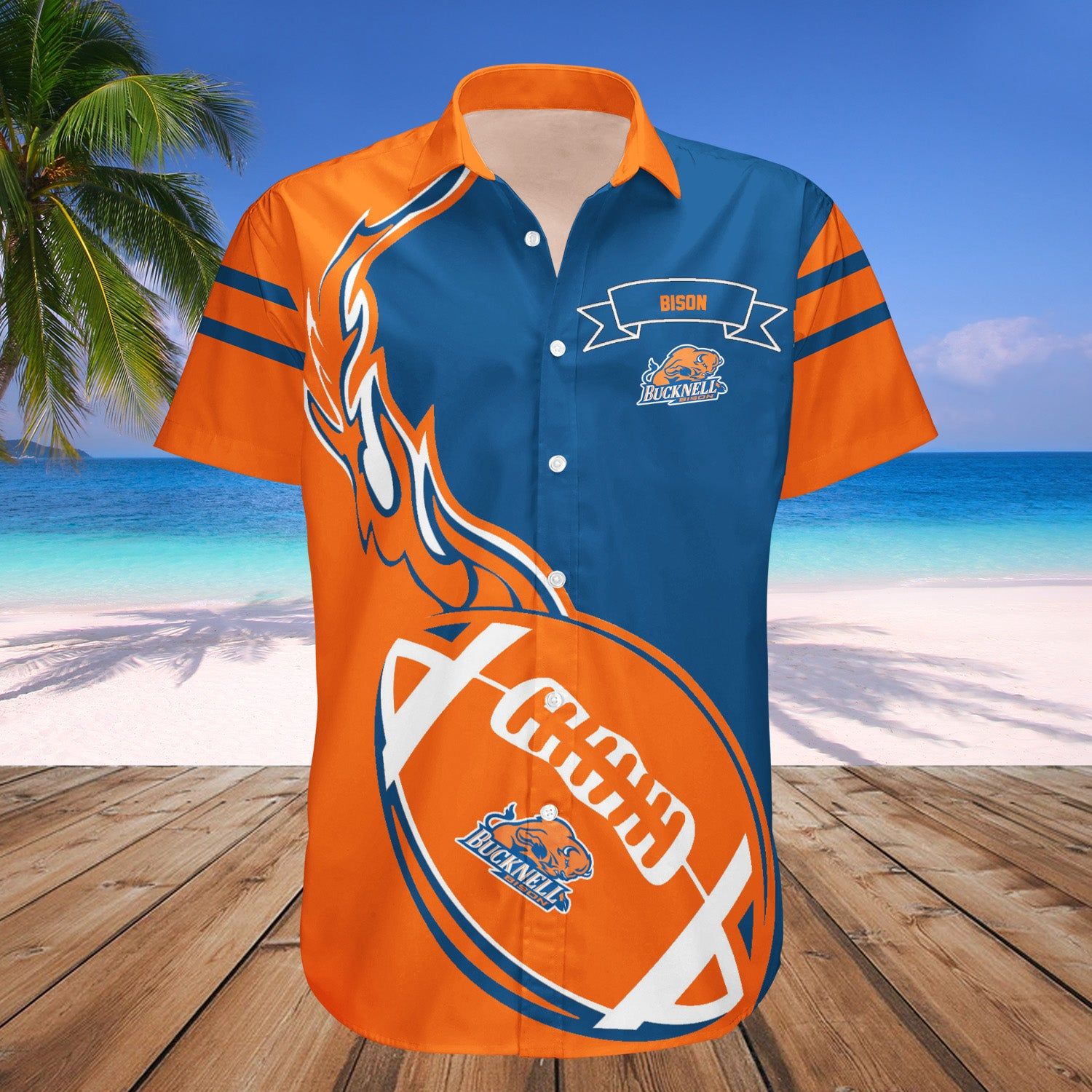 Bucknell Bison Hawaii Shirt Flame Ball NCAA