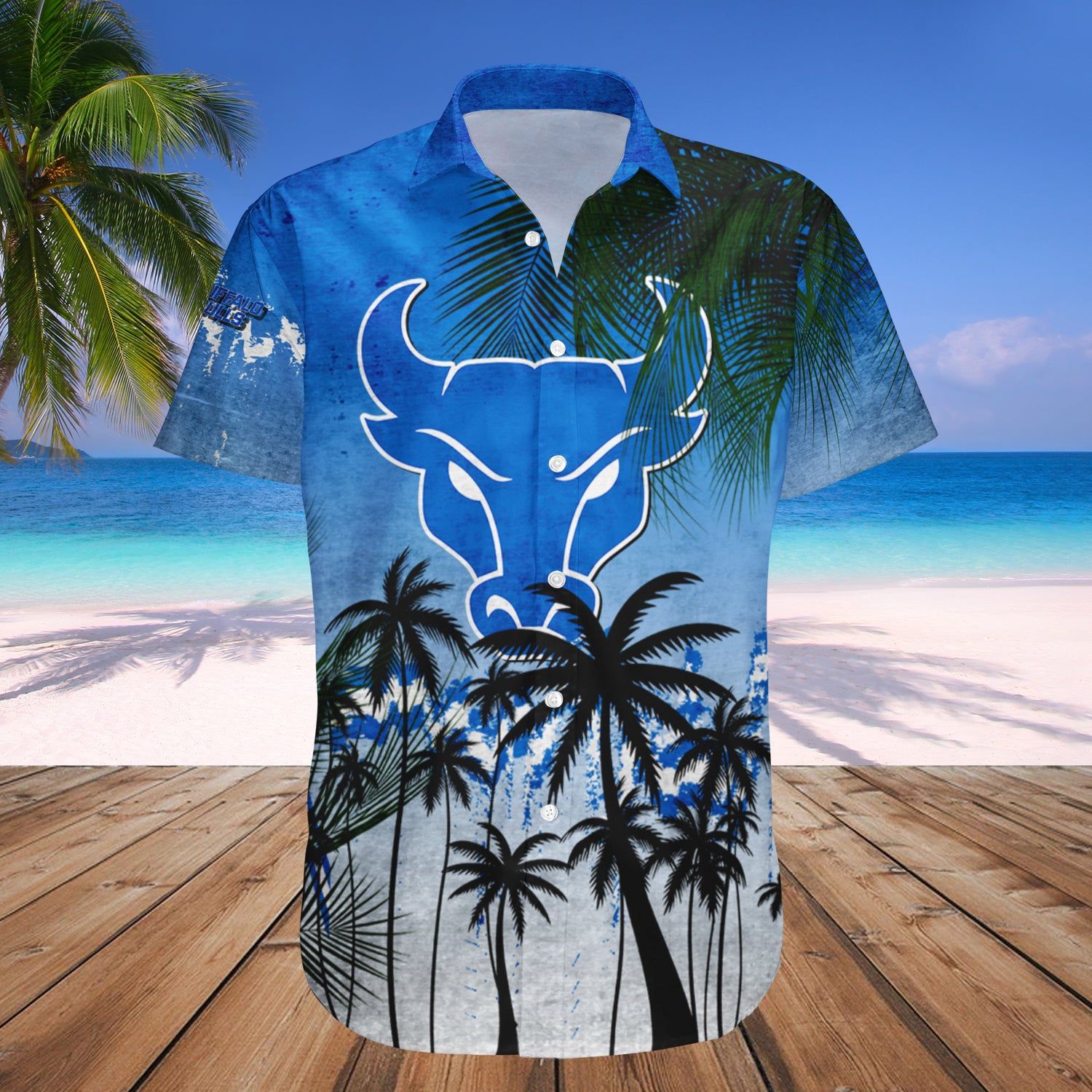 Buffalo Bulls Hawaii Shirt Coconut Tree Tropical Grunge NCAA