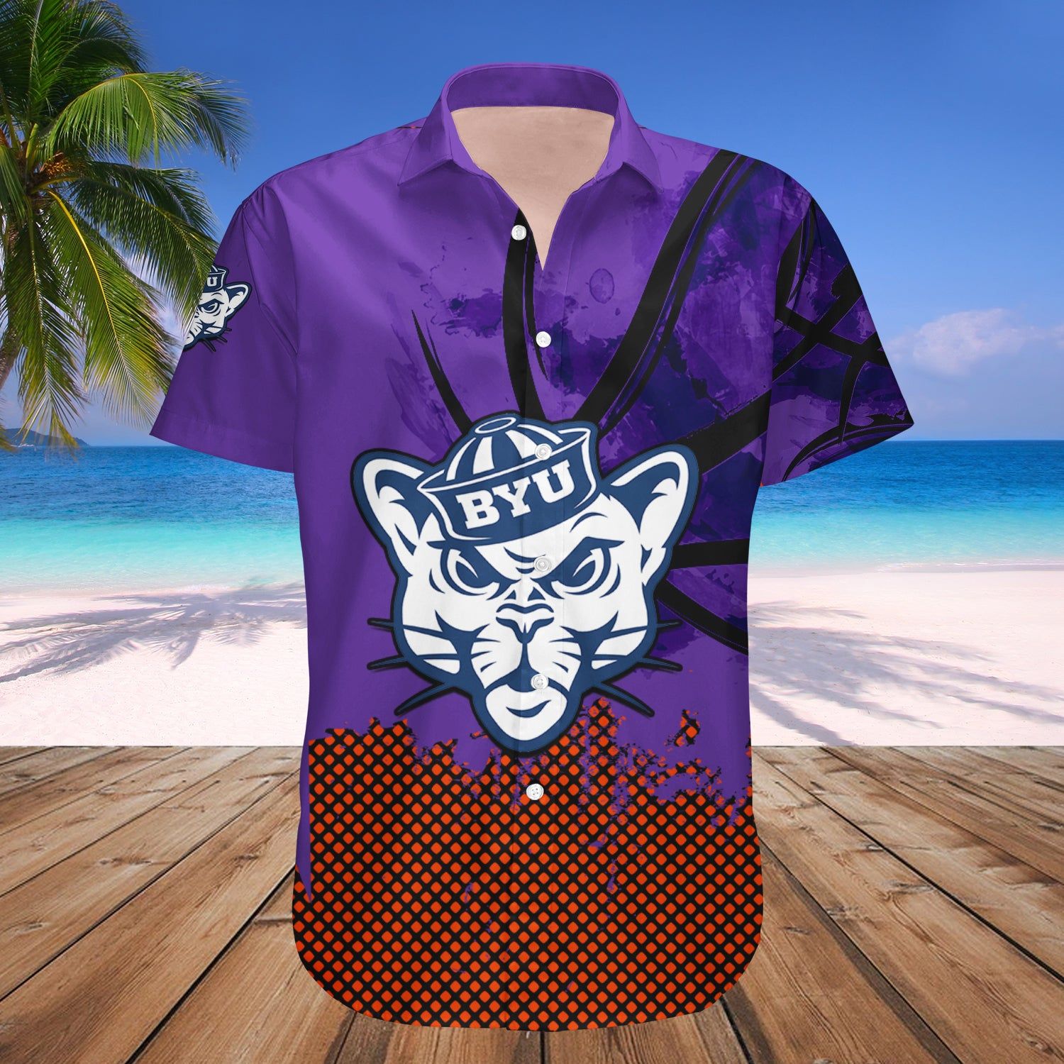 Byu Cougars Hawaii Shirt Basketball Net Grunge Pattern NCAA