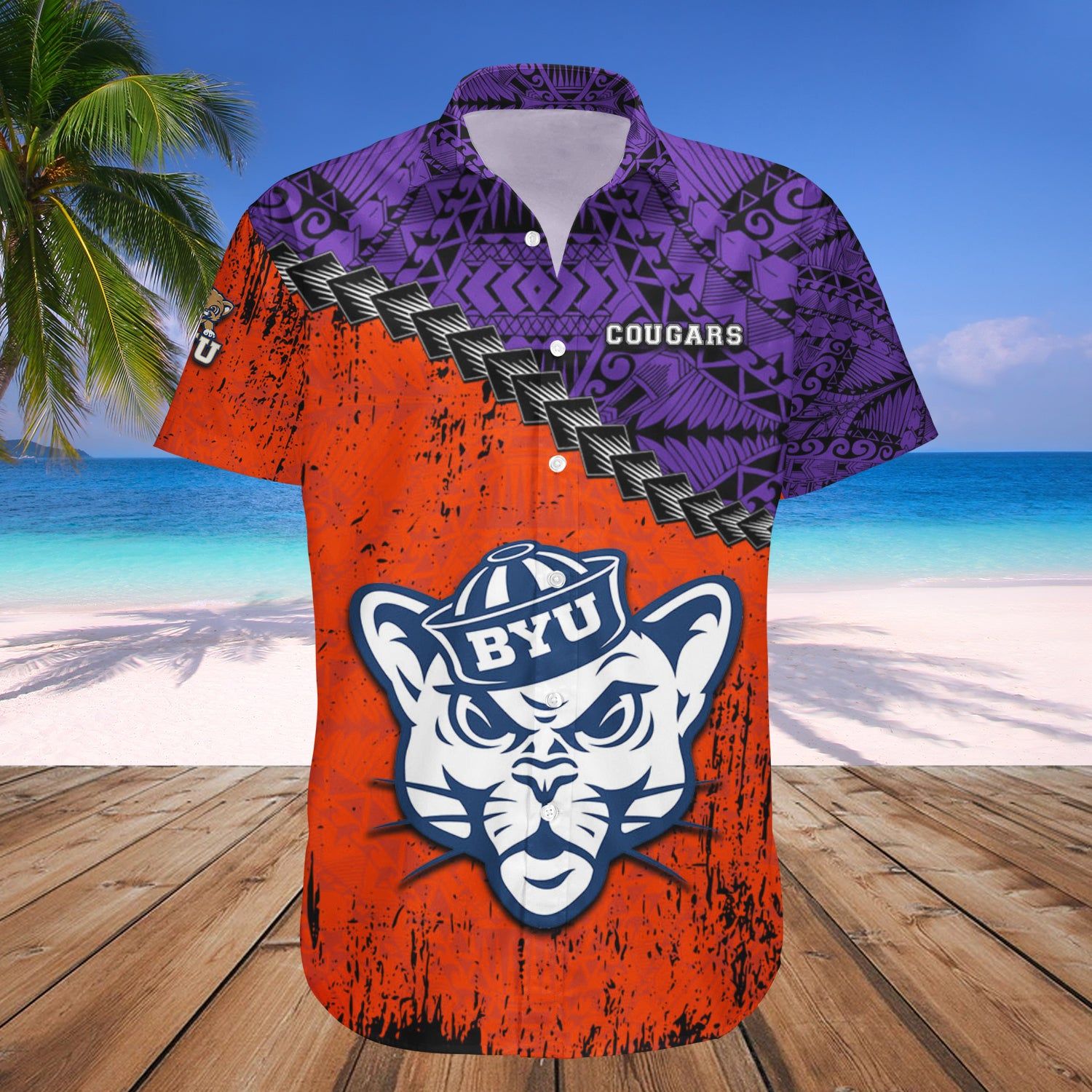 Byu Cougars Hawaii Shirt Grunge Polynesian Tattoo NCAA