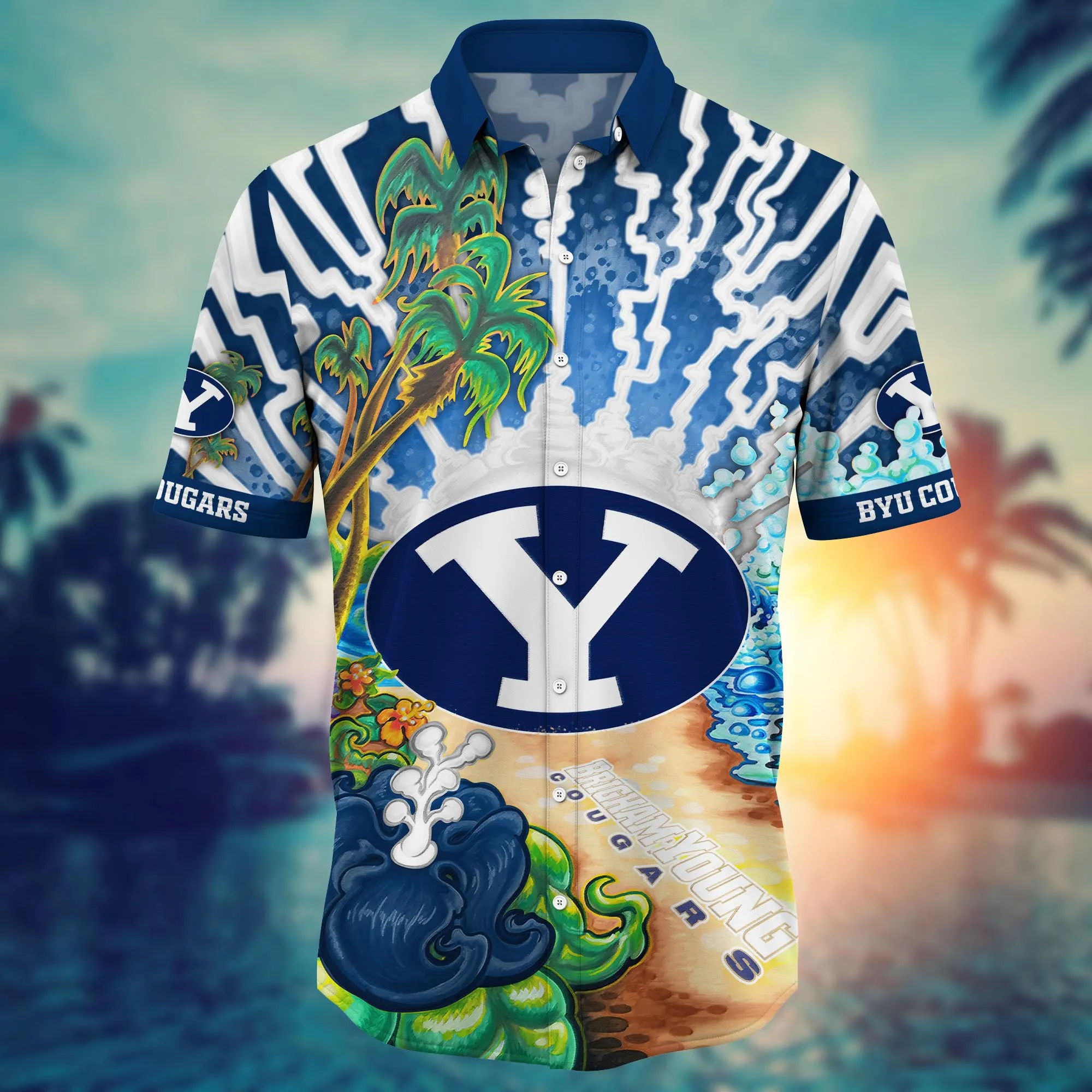 Byu Cougars NCAA Hawaiian Shirt Sunlighttime Aloha Shirt Byu Cougars NCAA Hawaiian Shirt Sunlighttime Aloha Shirt