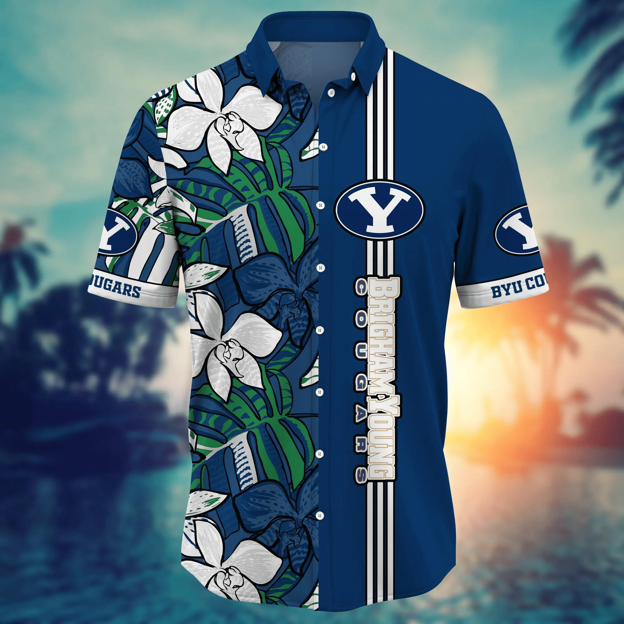 Byu Cougars NCAA Hawaiian Shirt Warm Nights Aloha Shirt Byu Cougars NCAA Hawaiian Shirt Warm Nights Aloha Shirt
