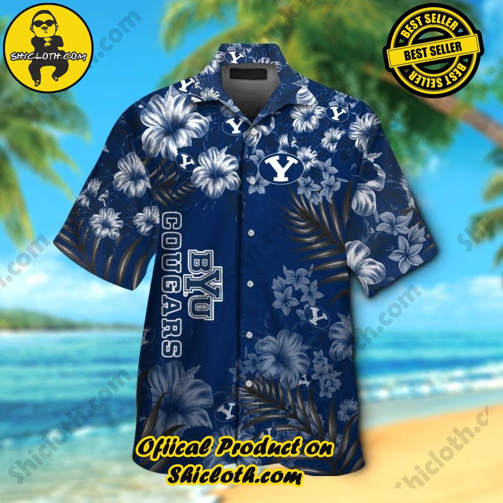 Byu Cougars Short Sleeve Button Up Tropical Hawaiian Shirt VER021