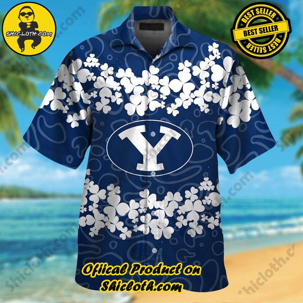 Byu Cougars Short Sleeve Button Up Tropical Hawaiian Shirt VER028