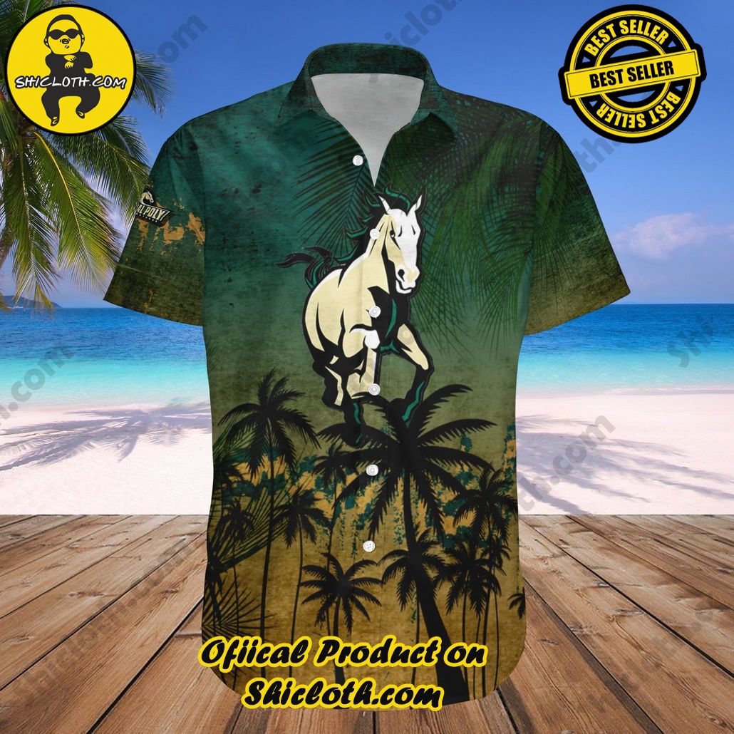 Cal Poly Mustangs Hawaii Shirt Coconut Tree Tropical Grunge NCAA
