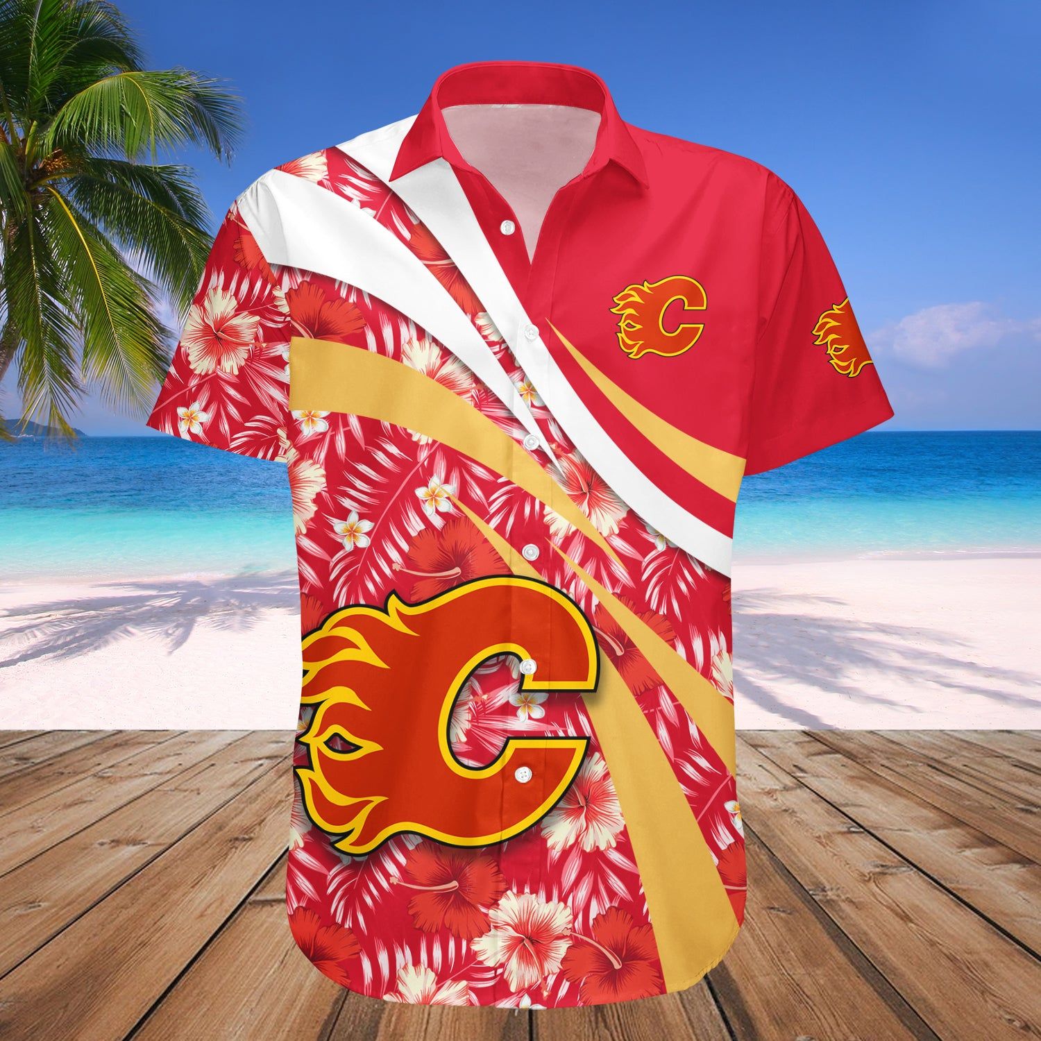 Calgary Flames Hawaii Shirt Hibiscus Sport Style NHL