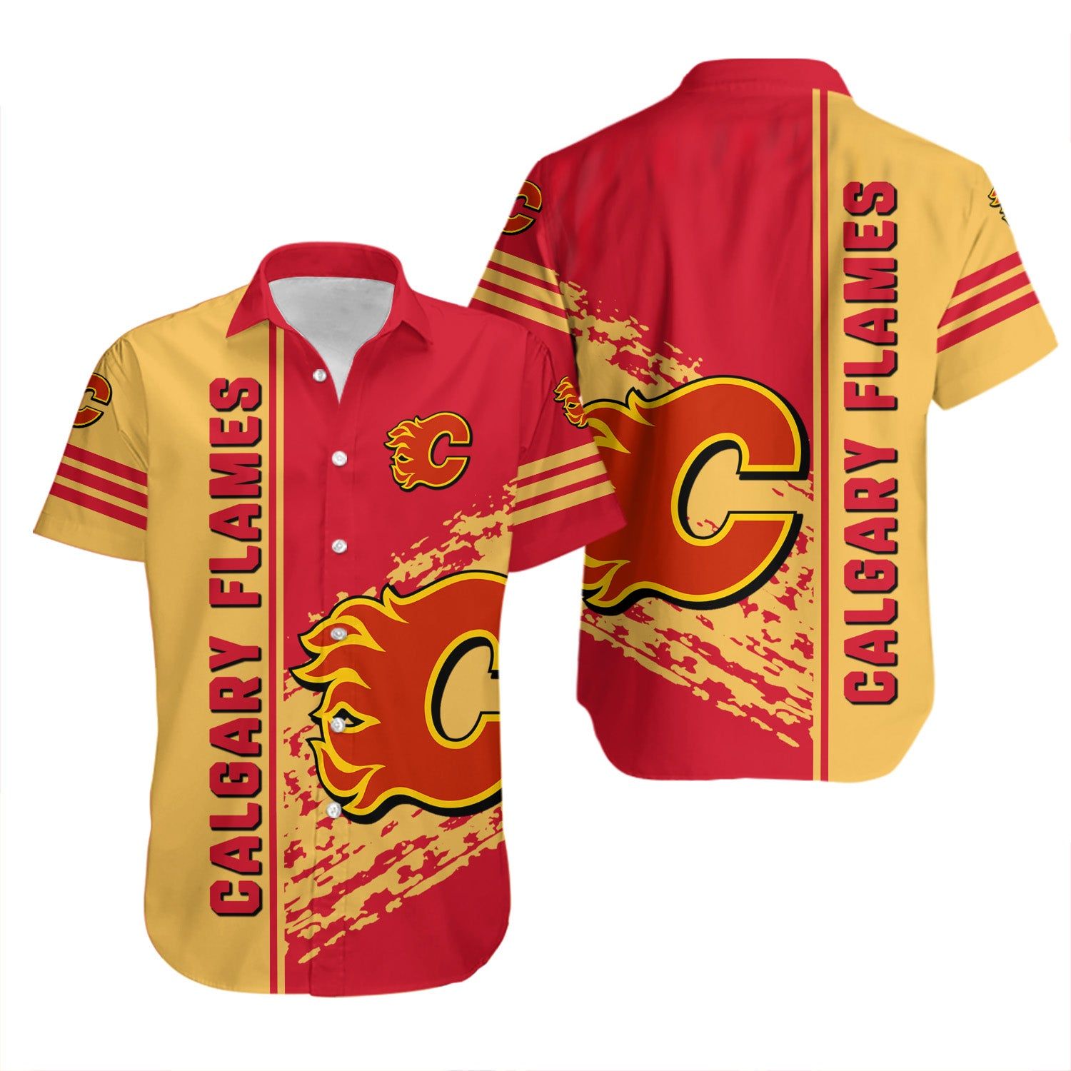 Calgary Flames Hawaiian Shirt Quarter Style NHL