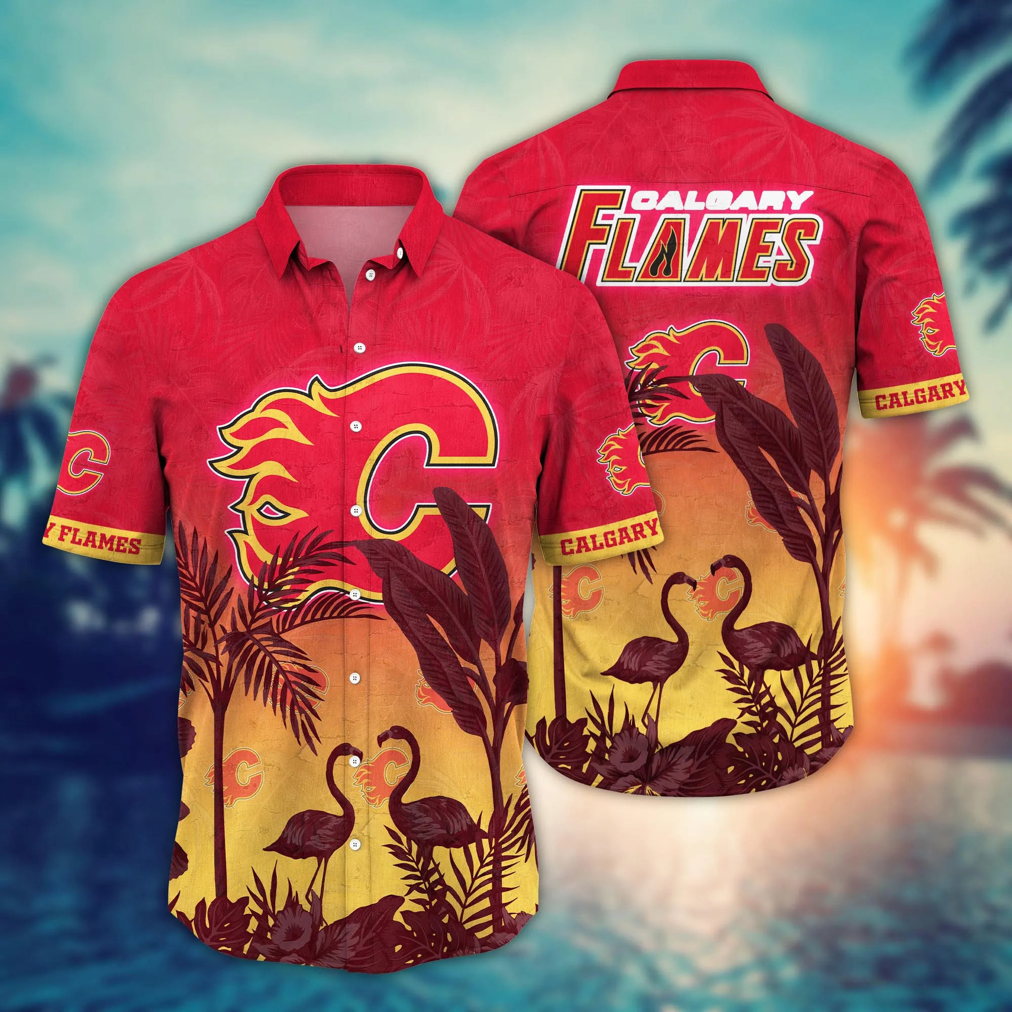 Calgary Flames NHL Hawaiian Shirt Warm Breezestime Aloha Shirt