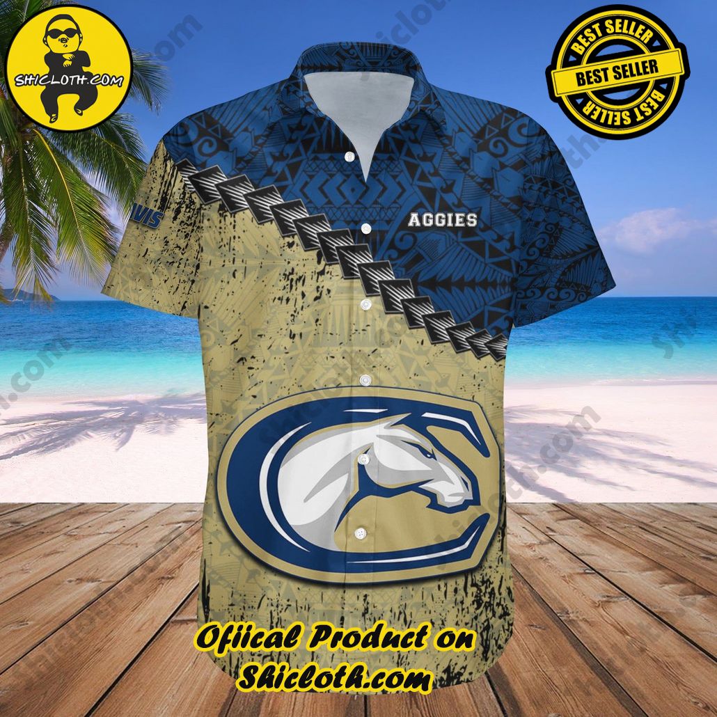 California Davis Aggies Hawaii Shirt Grunge Polynesian Tattoo NCAA