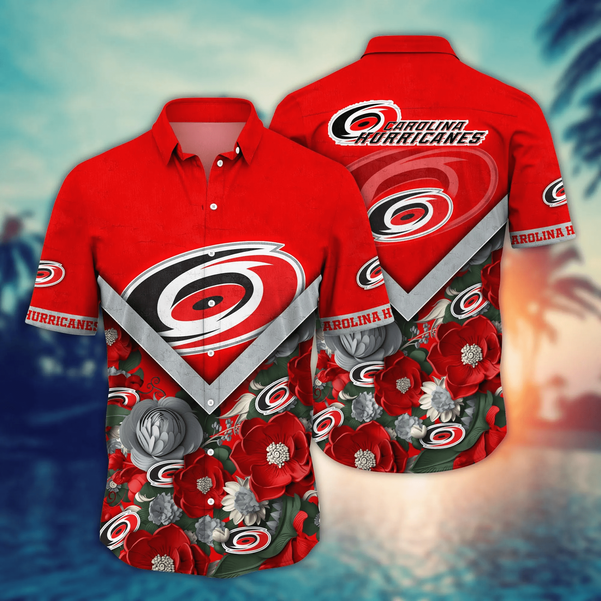 Carolina Hurricanes NHL Hawaiian Shirt Custom Sun-Up Aloha Shirt