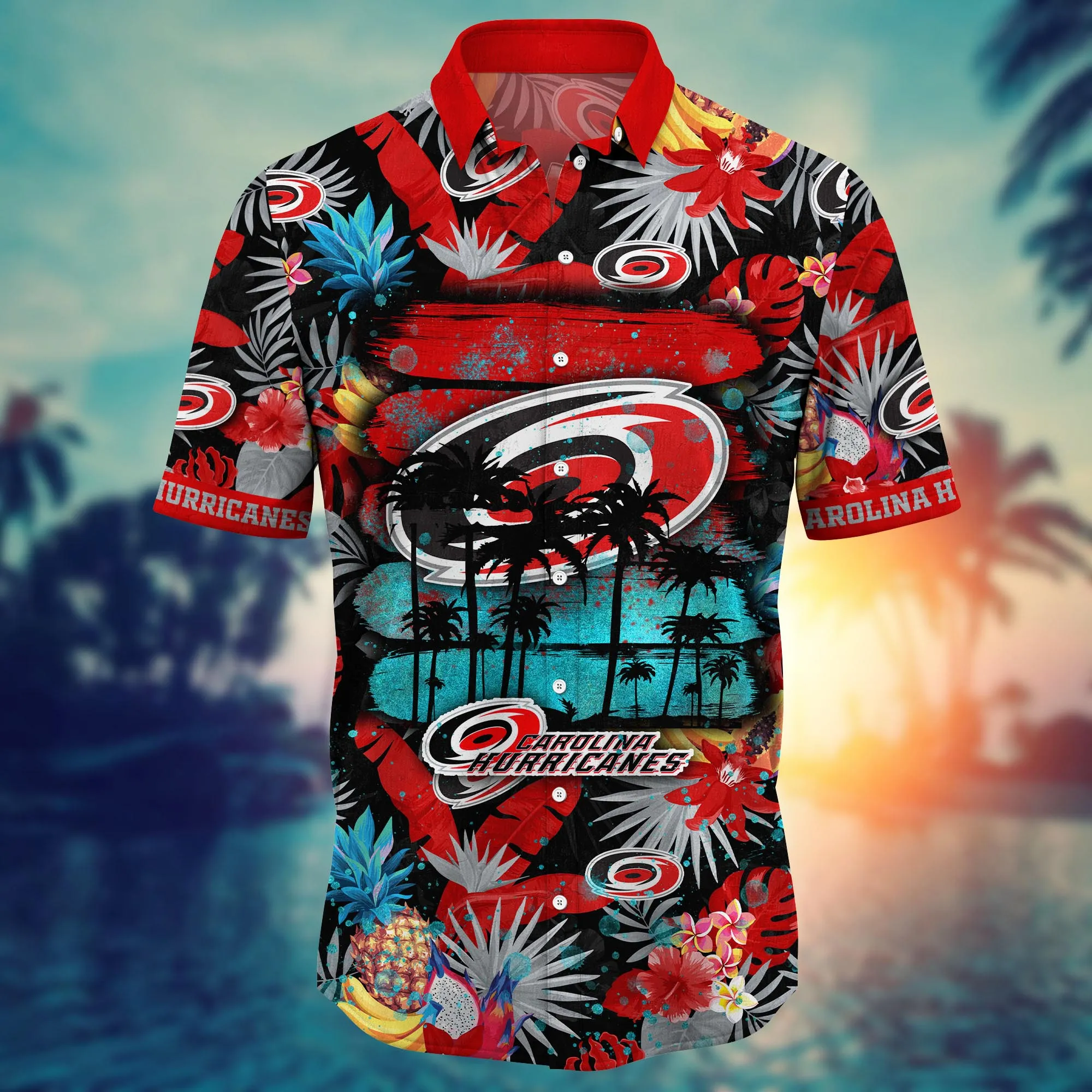 Carolina Hurricanes NHL Hawaiian Shirt Heattime Aloha Shirt Carolina Hurricanes NHL Hawaiian Shirt Heattime Aloha Shirt
