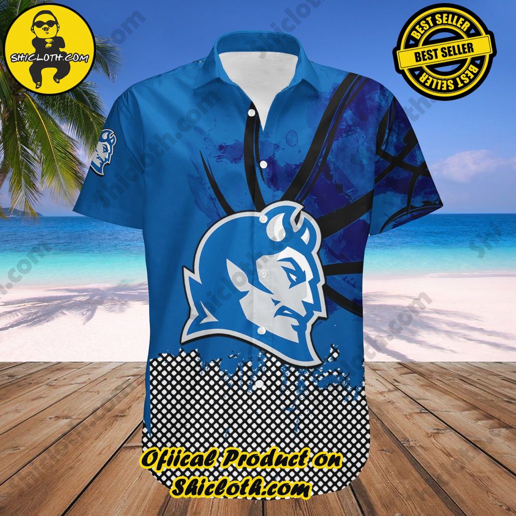 Central Connecticut Blue Devils Hawaii Shirt Basketball Net Grunge Pattern NCAA