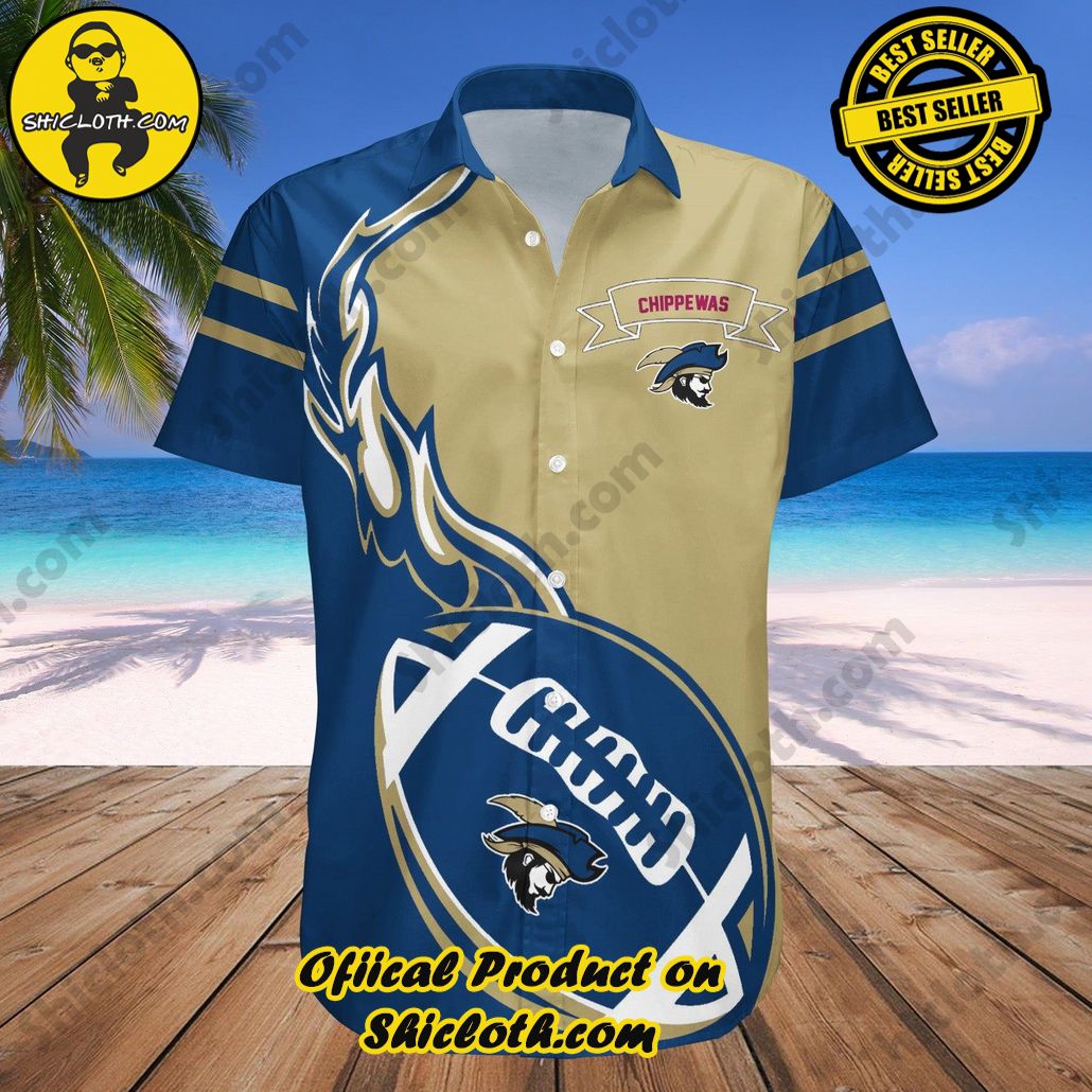 Central Michigan Chippewas Hawaii Shirt Flame Ball NCAA