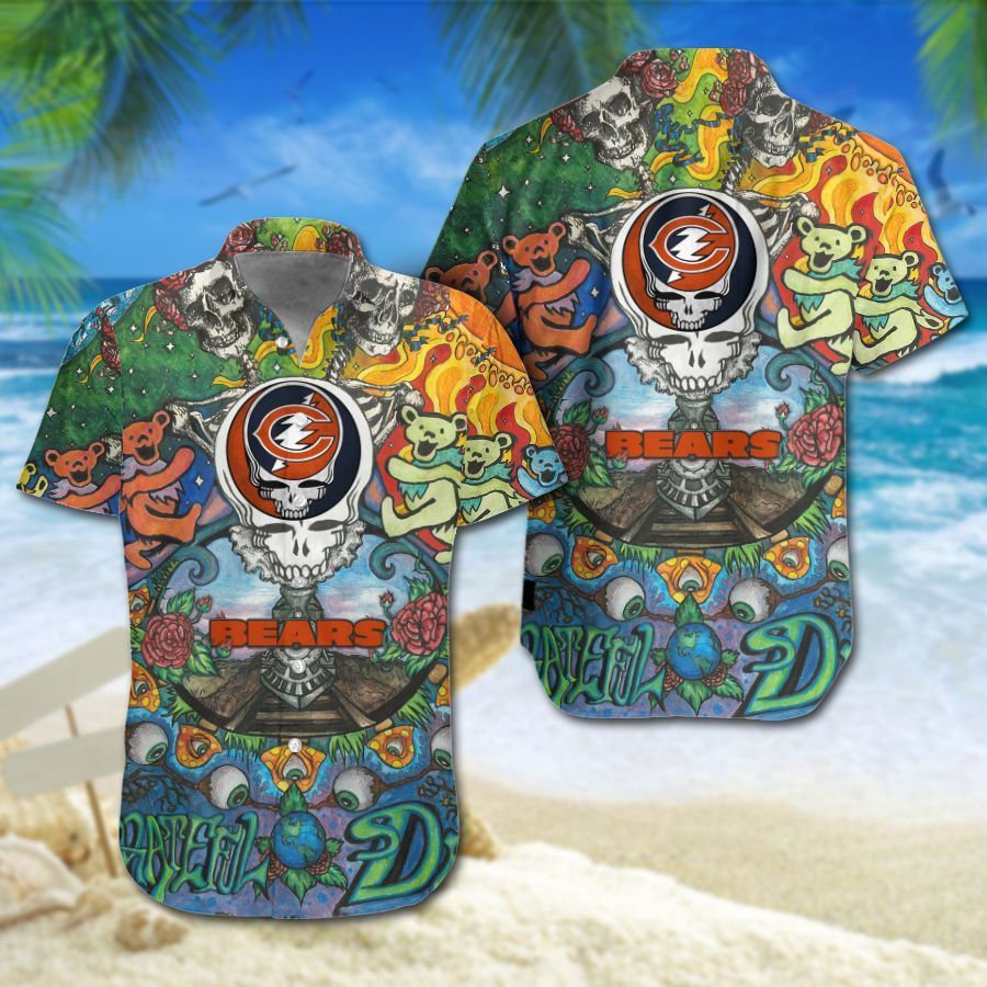 Chicago Bears Grateful Dead Hawaiian Shirt and Short