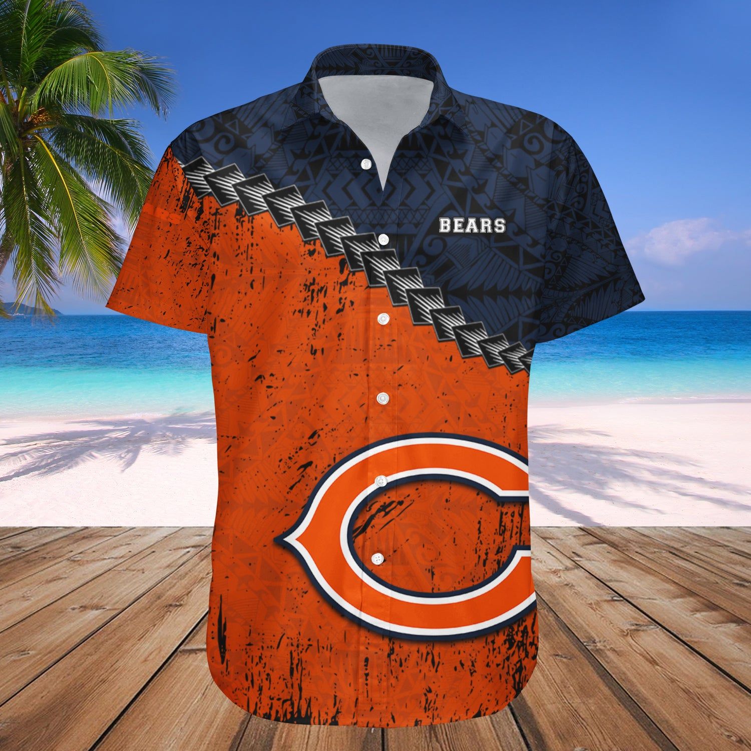Chicago Bears Hawaii Shirt Grunge Polynesian Tattoo – NFL