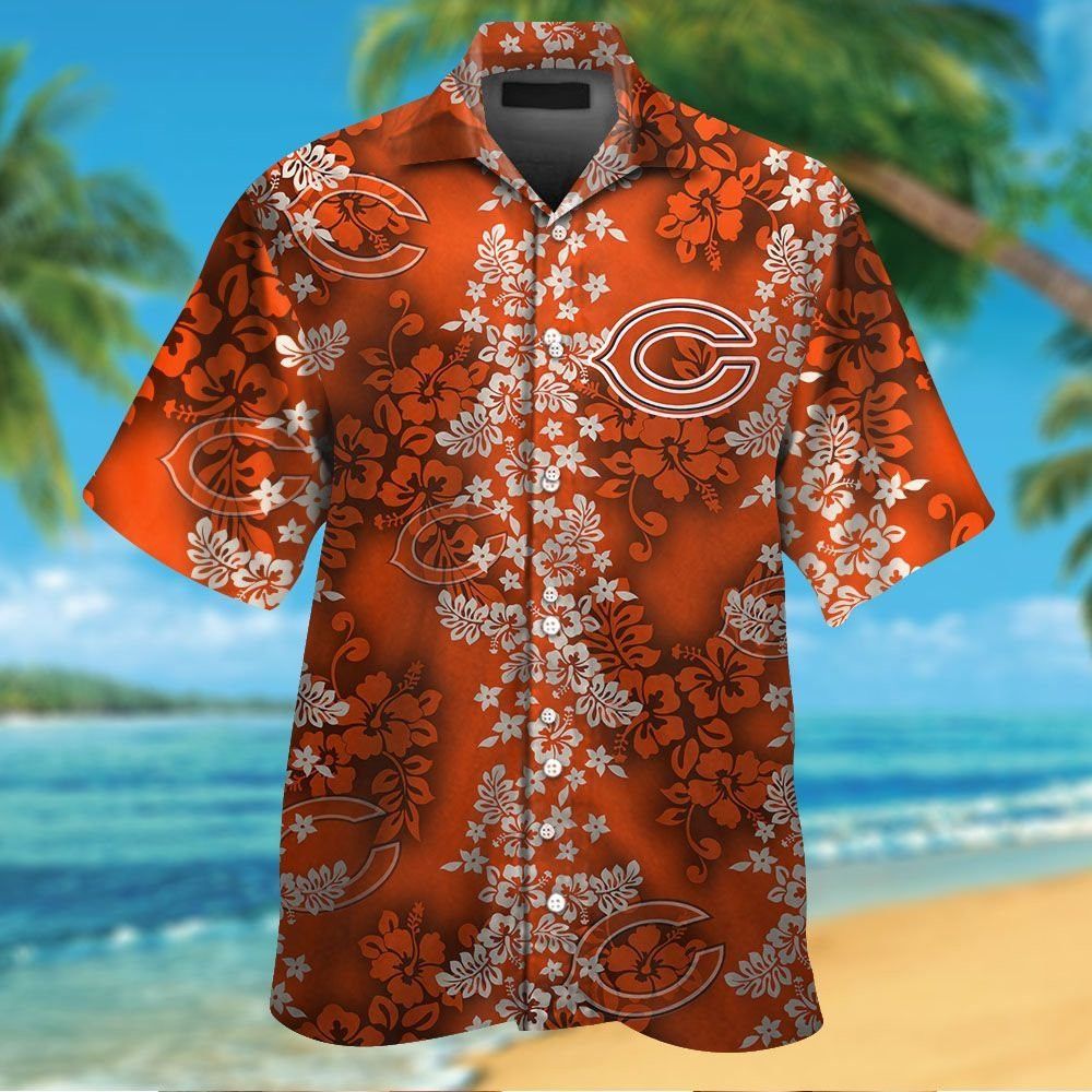 Chicago Bears Short Sleeve Button Up Tropical Hawaiian Shirt VER010