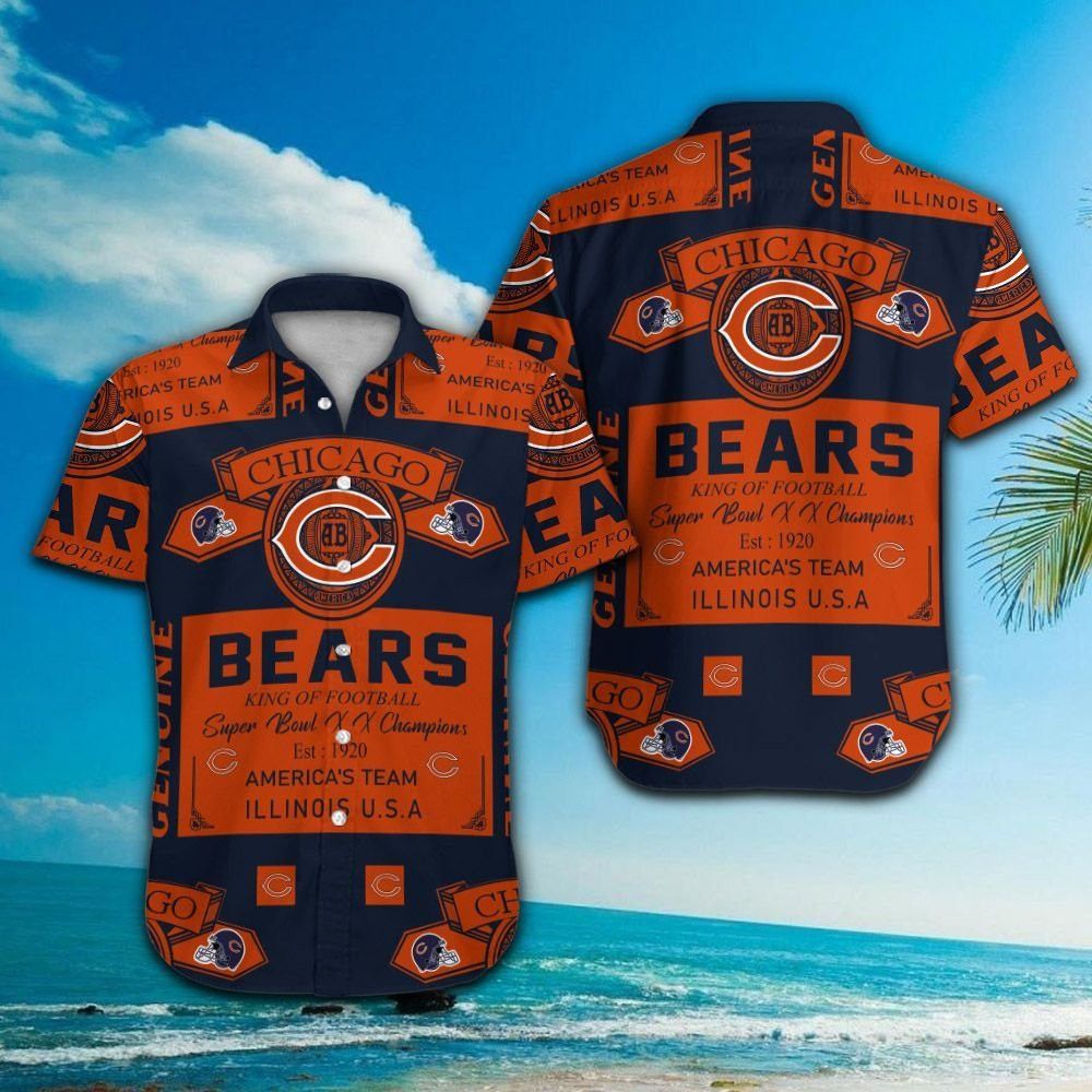 Chicago Bears Short Sleeve Button Up Tropical Hawaiian Shirt VER014
