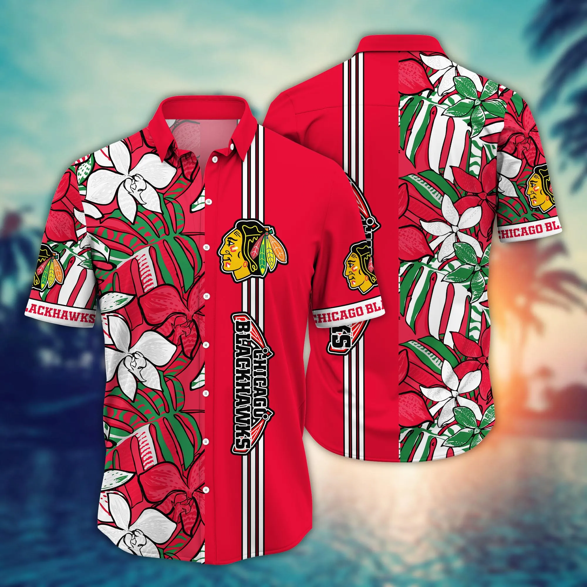 Chicago Blackhawks NHL Hawaiian Shirt Golden Hour Aloha Shirt