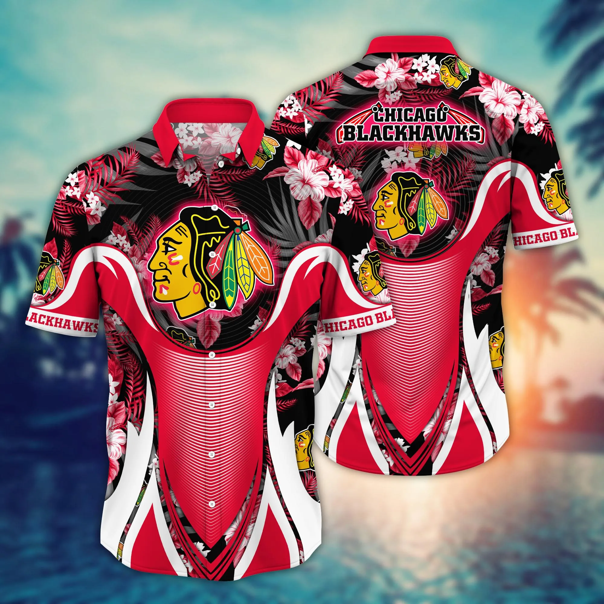 Chicago Blackhawks NHL Hawaiian Shirt Water Sports Aloha Shirt