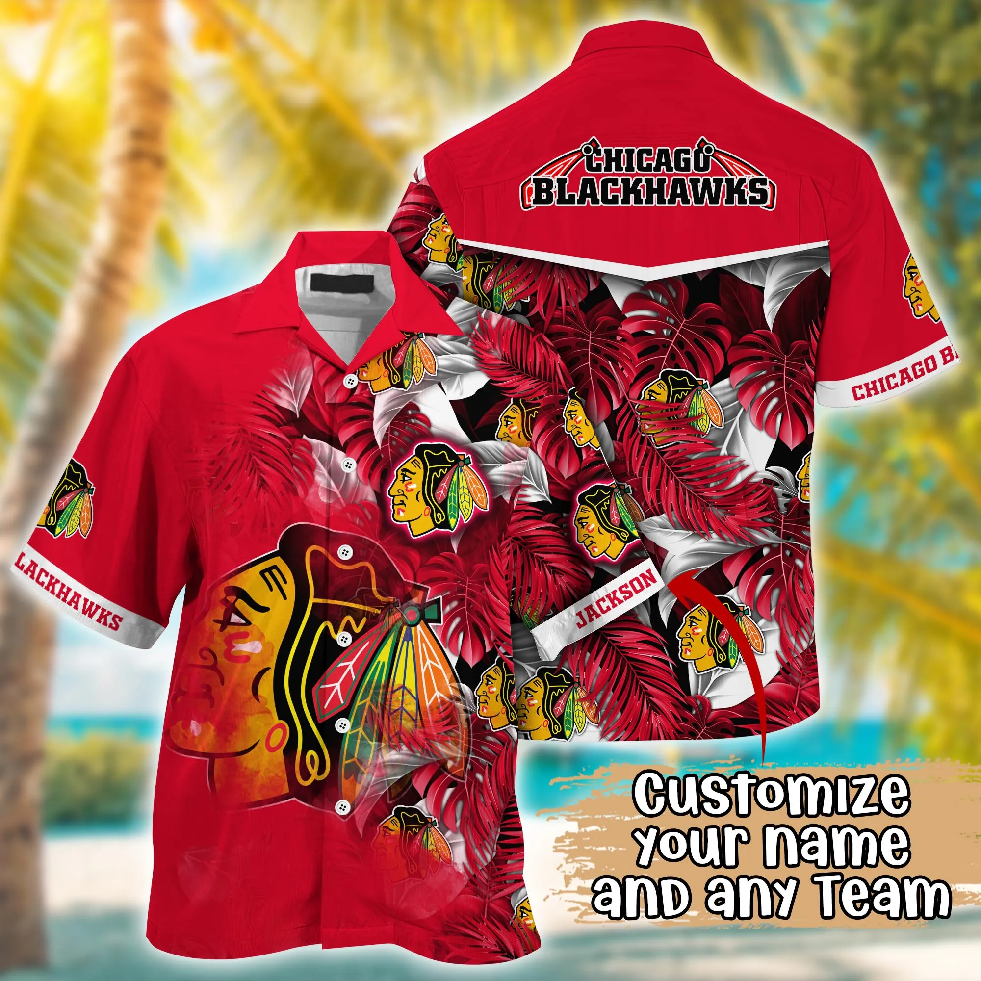 Chicago Blackhawks NHL Summer Hawaii Shirt And Tshirt Custom Aloha Shirt