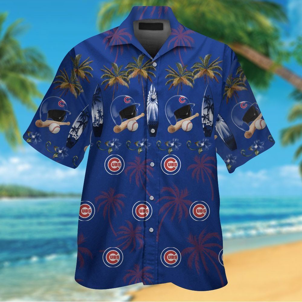 Chicago Cubs Short Sleeve Button Up Tropical Hawaiian Shirt VER04